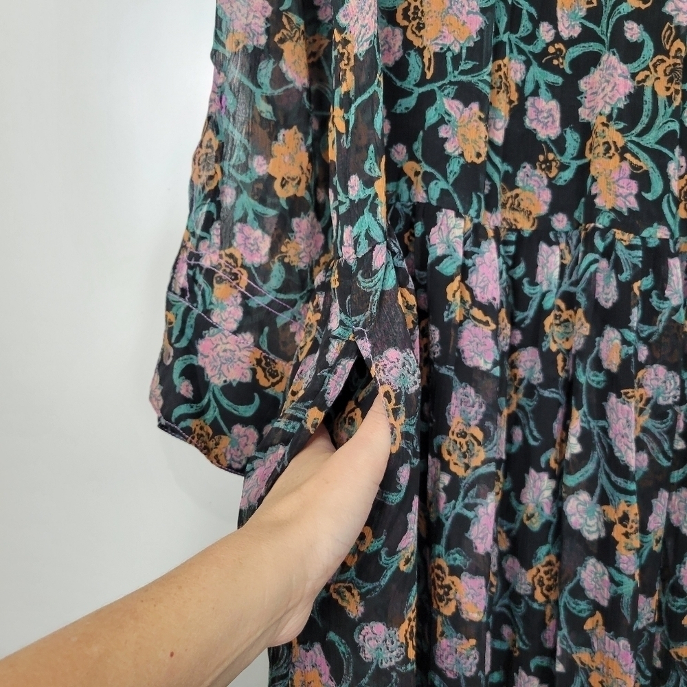 NWT Free People See It Through Floral Pleated Boho Maxi Dress Size Small - Picture 8 of 15